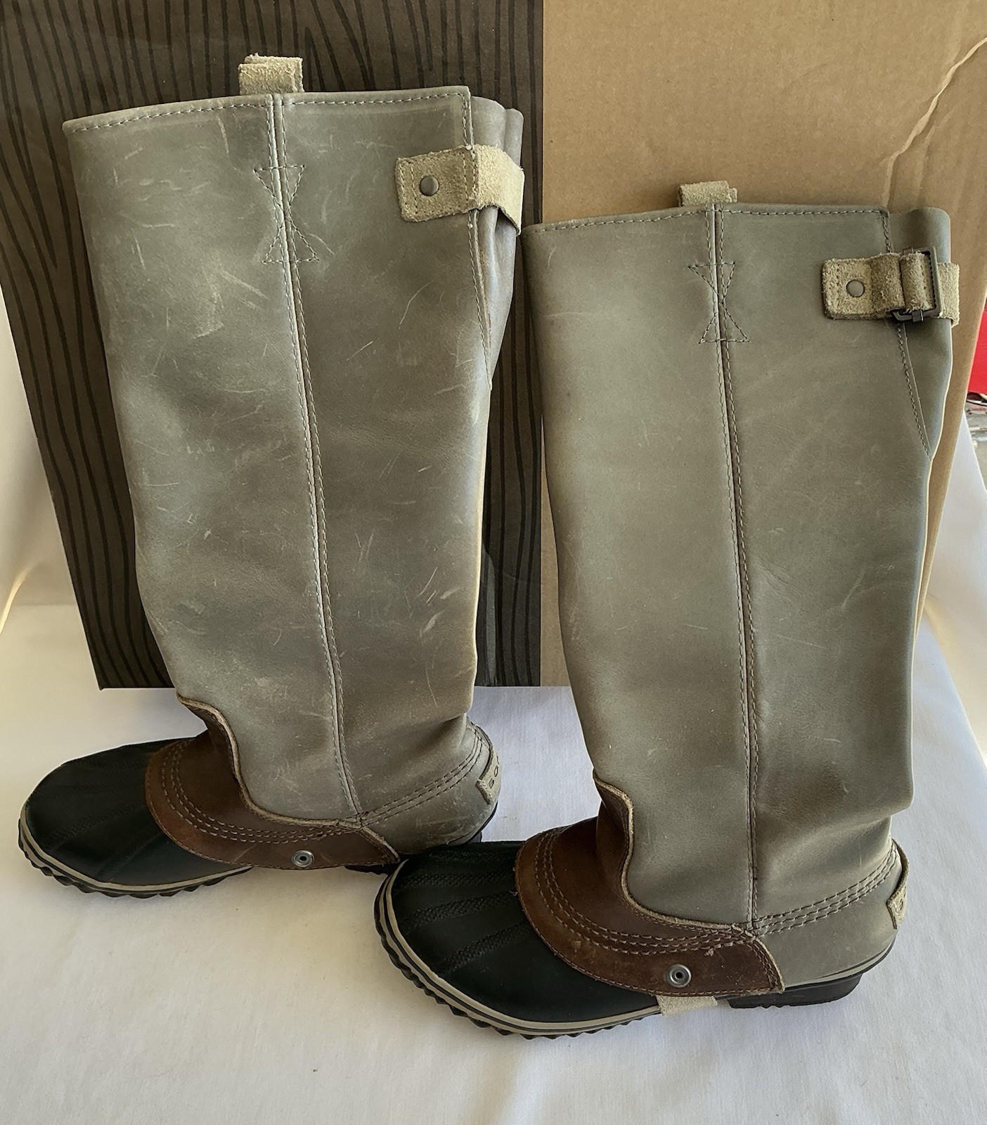 Sorel Slimpack Tall Boots Women's 6 Gray Equestrian Riding Rain Waterproof RARE image 5