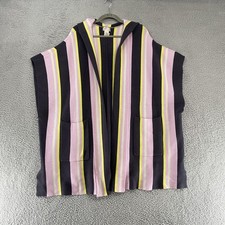 Free People Vest Womens Pink Striped Hooded Open Front Beachy Coverup Swim