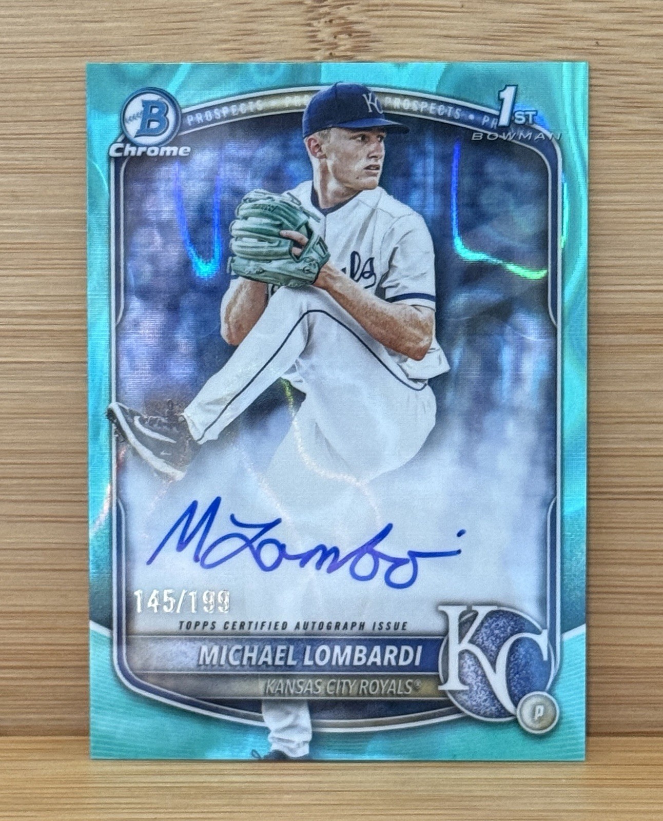 2025 Bowman Draft Chrome Prospect Autographs Michael Lombardi Aqua Lava 145/199