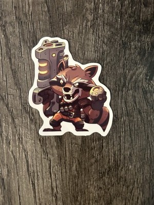 Rocket Raccoon Marvel Waterproof Sticker, Vinyl Decal | Water Bottles, Computers