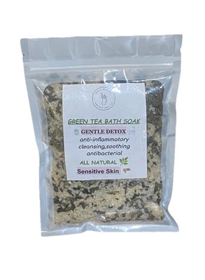 Green Tea Herbal Detox Bath - For Sensitive Skin, Bath Salts+ Mesh Pouch