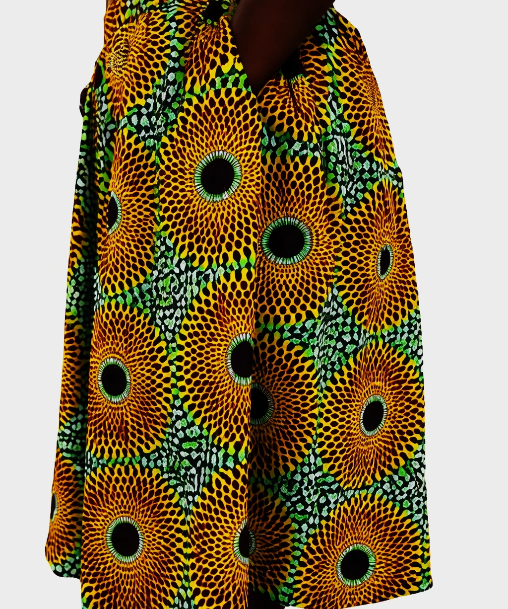 Women Skirt African Printed Casual Gathers Skirt Skirt with Pockets 100% Cotton