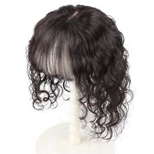 Soft 100 Human Hair Toupee Curly Hair Topper Top Clip in Hair Pieces for Women