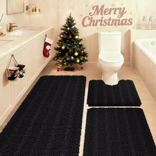3-Piece Ultra Soft Chenille Bathroom Rug Set, Non-Slip Absorbent Mats for Bathro