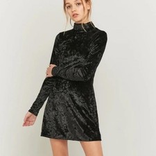 NWT Urban Outfitters Ice Crusher Velvet Mock Neck Mini Dress Small