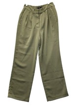 Quince Women's Size 0 Stretch Crepe Pleated Wide Leg Pants Olive