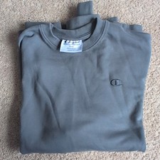 Champion Men's Gray Fleece Crewneck Pullover Sweater XL Logo Accent