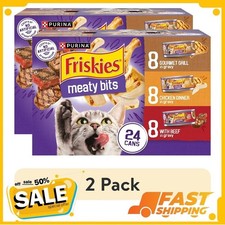  2 pack Friskies Meaty Bites Variety Pack Wet Cat Food, 5.5 oz Cans