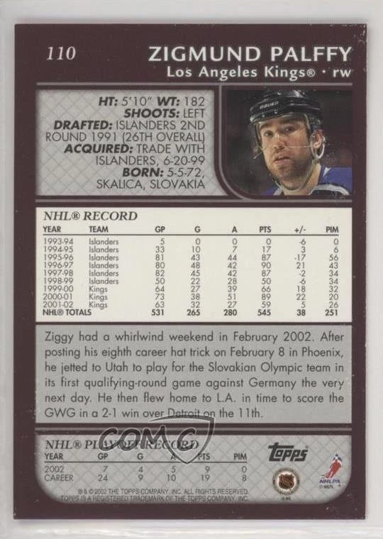 2002-03 Topps Ziggy Palffy #110 - Image 2 of 2