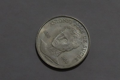     VENEZUELA 75 BOLIVARES 1980 SILVER ANTONIO SUCRE B84 #K3773