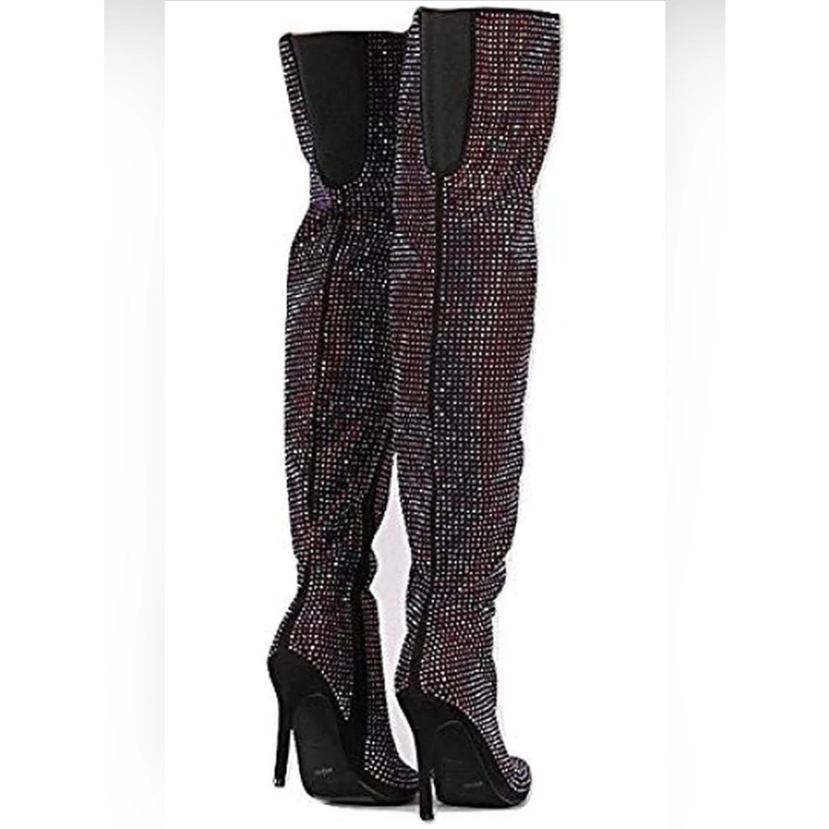Botas de aguja Anne Michelle estrás holgadas hasta el muslo para mujer talla 9