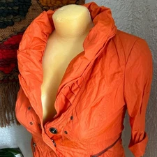 Vintage 80s Renfrew Bright Orange Puff Collar Jacket – Size 8, Made in USA