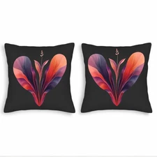 Set of 2 Decorative Throw Pillow Covers 18x18in - Vibrant Heart 