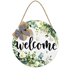 Welcome Sign for Front Door Spring Wreath Decorations Farmhouse Door Hanger