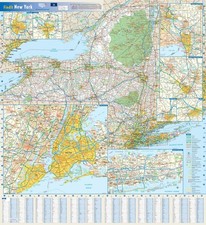 Globe Turner New York State Wall Map - 25" x 27" Laminated Full Color Street ...