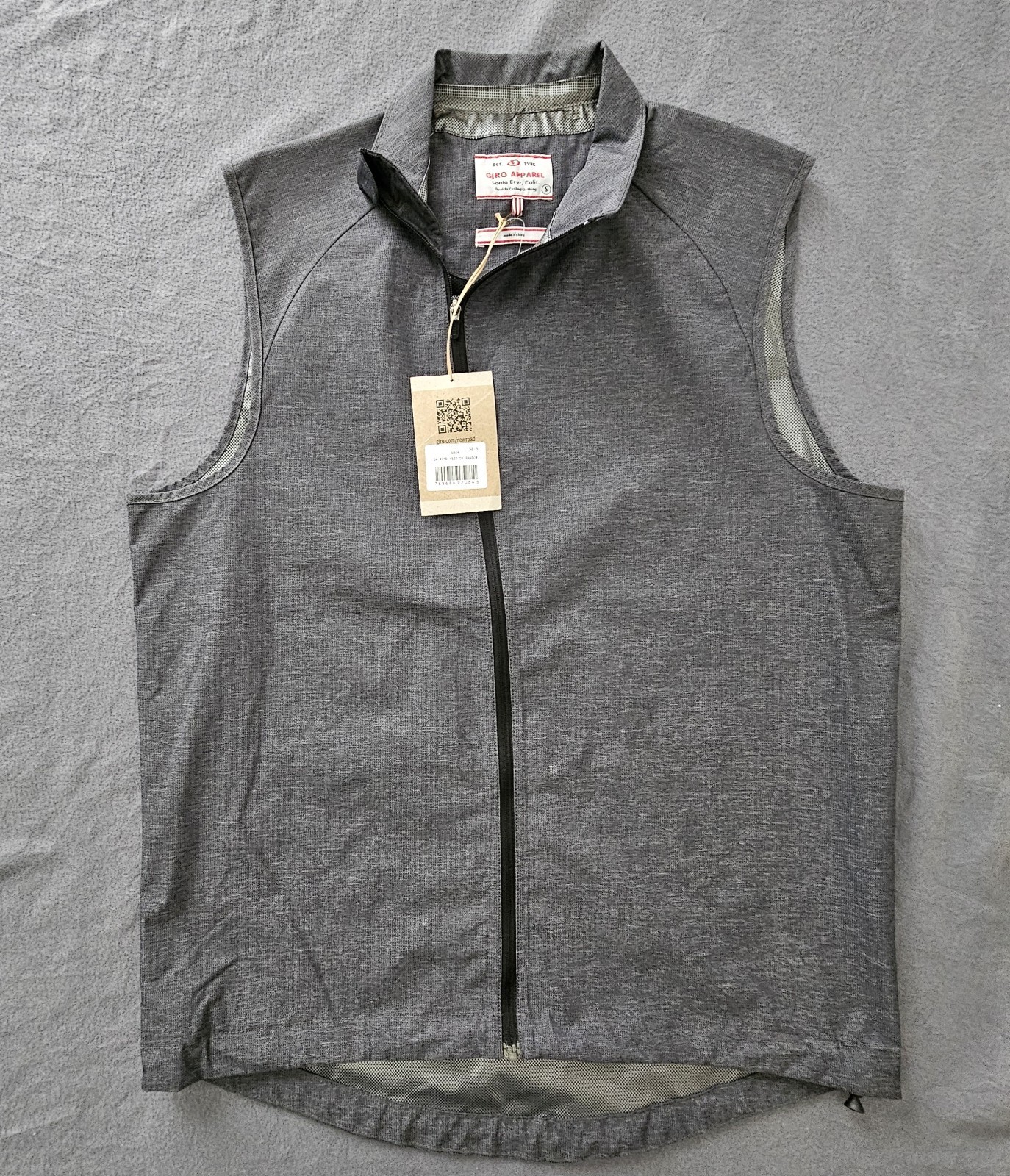 Giro Apparel New Roads Pertex Shield Gray Wind/Rain Vented Cycling Vest Size Sm