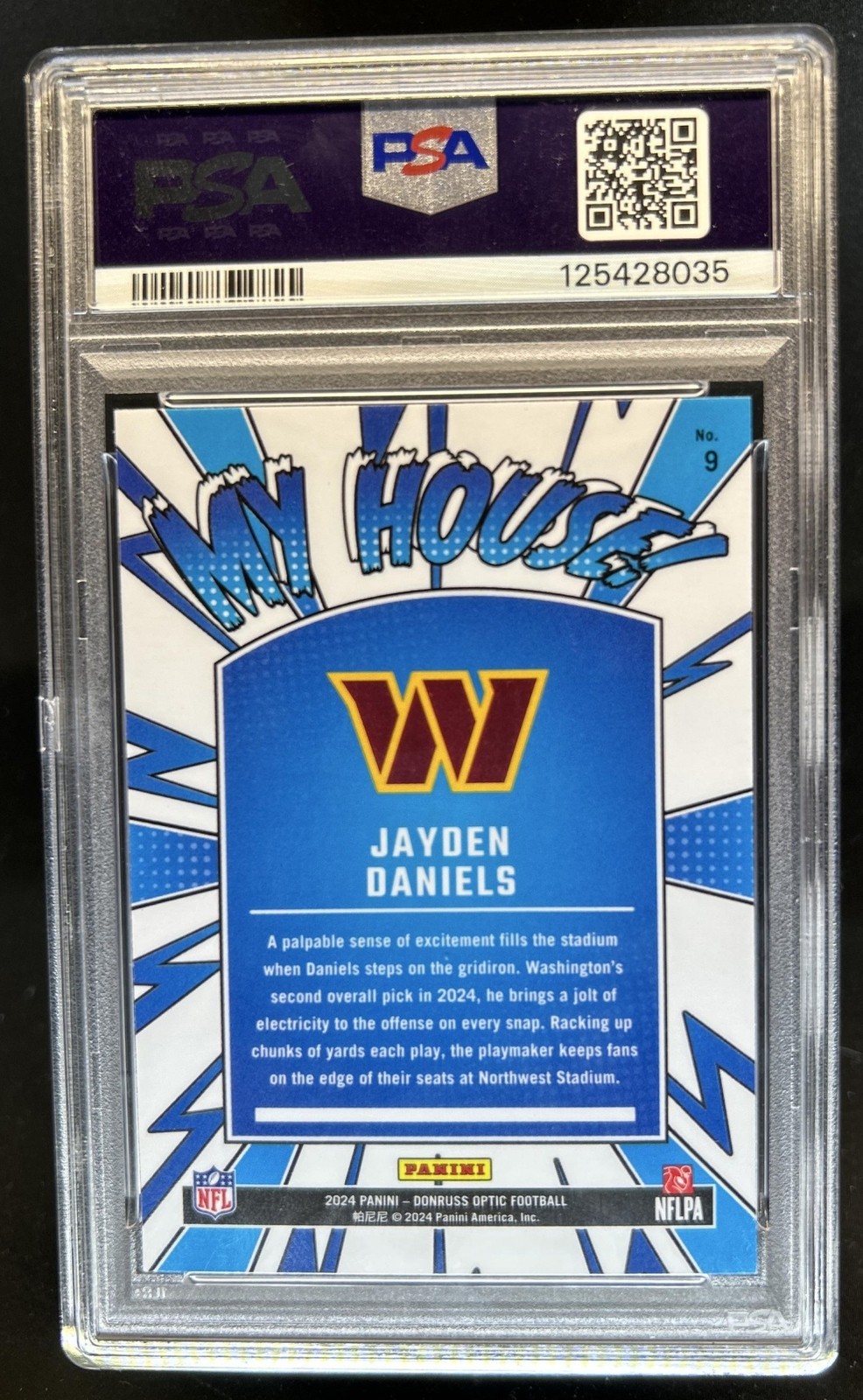 2024 Panini Donruss Optic Jayden Daniels My House! RC #9 Commanders PSA 10 view 2
