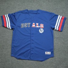 Kansas City Royals Jersey Adult XL Blue MLB Baseball True Fans USA Flag