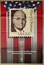 1984 USPS Mail Print Ad/Poster HARRY TRUMAN Retro Postal Wall Art. 36x24