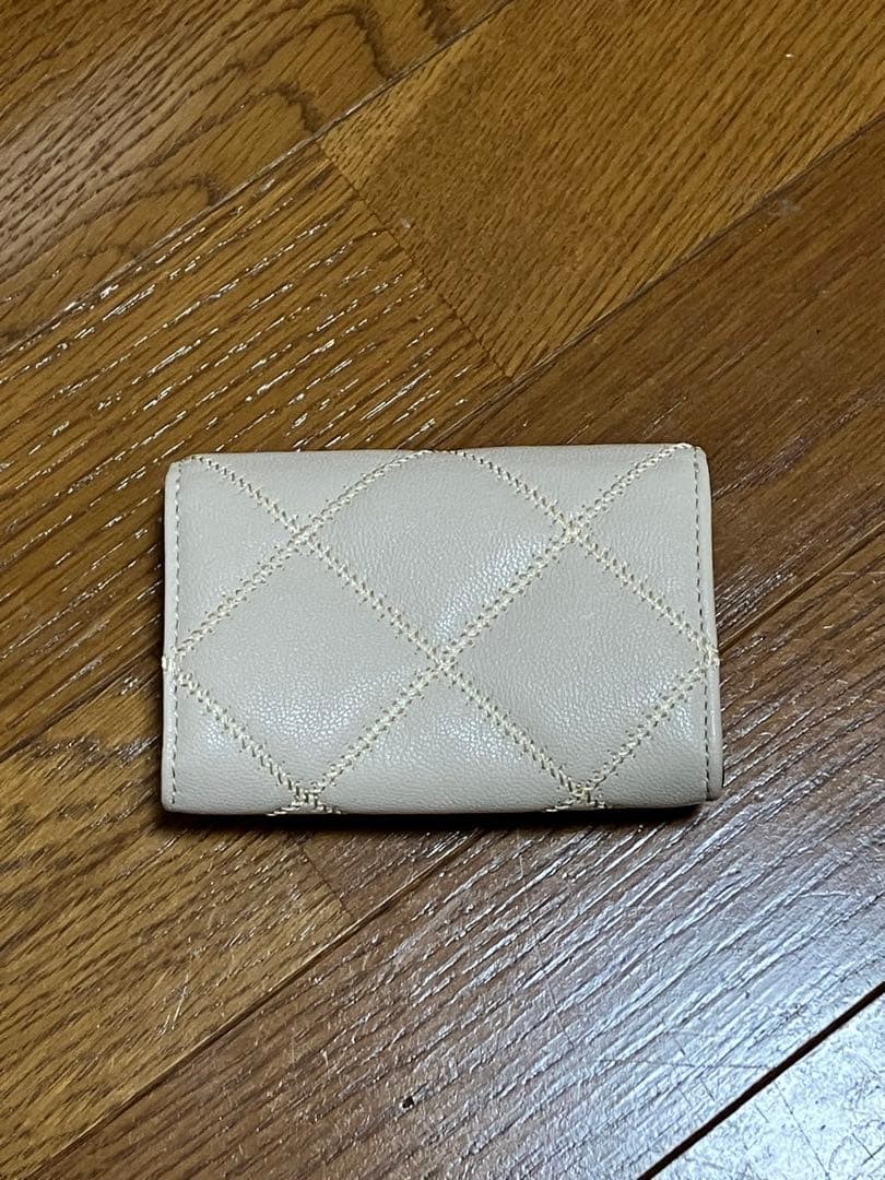 Tory Burch Quilted Card Case Leather Beige Women's Accessories thumbnail 2