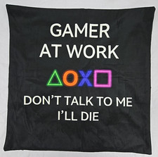 Gamer Pillow Cover 18x18 Black with Controller Pockets - Remote Not Included
