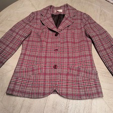 Vintage Pendleton Plaid Blazer Jacket 100 Virgin Wool Red Green Tartan Size 16