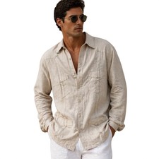 Cubavera 100 Linen Guayabera Shirt Beige XL Tall NWT Resort