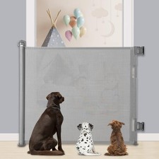 MYPIN Extra Wide Retractable Baby & Dog Gate 140 x 86 cm - Grey - Indoor/Outdoor