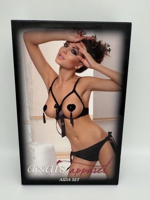 Anais Aida Set Dessous XL Schwarz Erotik BH & String Reizwäsche Neu OVP