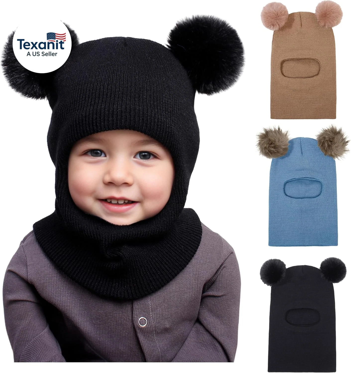 Toddler Winter Hat Scarf Baby Beanie with Neck Warmer Boys Girls Warm Windproof