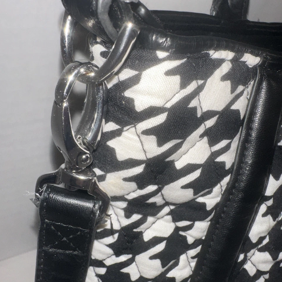 Vera Bradley Black White Houndstooth Large Tote Diaper Bag Purse Handbag - Image 3 of 4