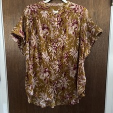 Anthropologie Pilcro Tropical Floral Button Front Boxy Top Size L/XL