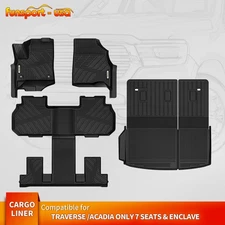 Floor Mats for 2024-2026 Traverse/Acadia Only 7 Seats Cargo Liner w/Backrest Mat