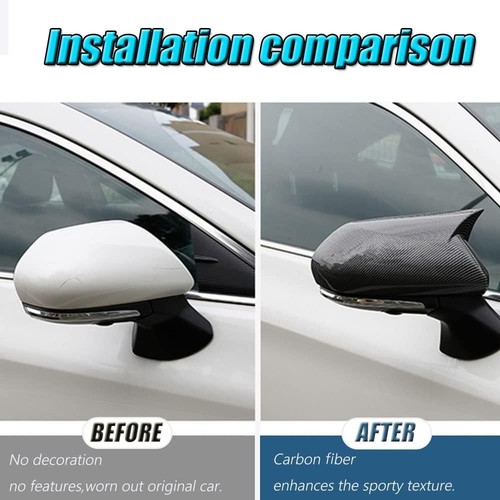 2PCS Car Side Rear View Mirror Guard Cover Caps Trims Carbon Fiber - Picture 3 of 6