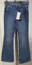 GUESS Girls' Size 8 Blue Iridescent Wash Denim Flare Fit W/ Rhines Jeans NWT