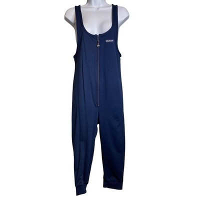 Vintage 80s Helly Hansen Womens Navy Blue Zip Front Ski Suit L Retro Sportswear