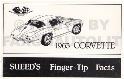 1963 Chevy Corvette Finger-Tip Facts Book Sting Ray Data Dealer Album Reprint
