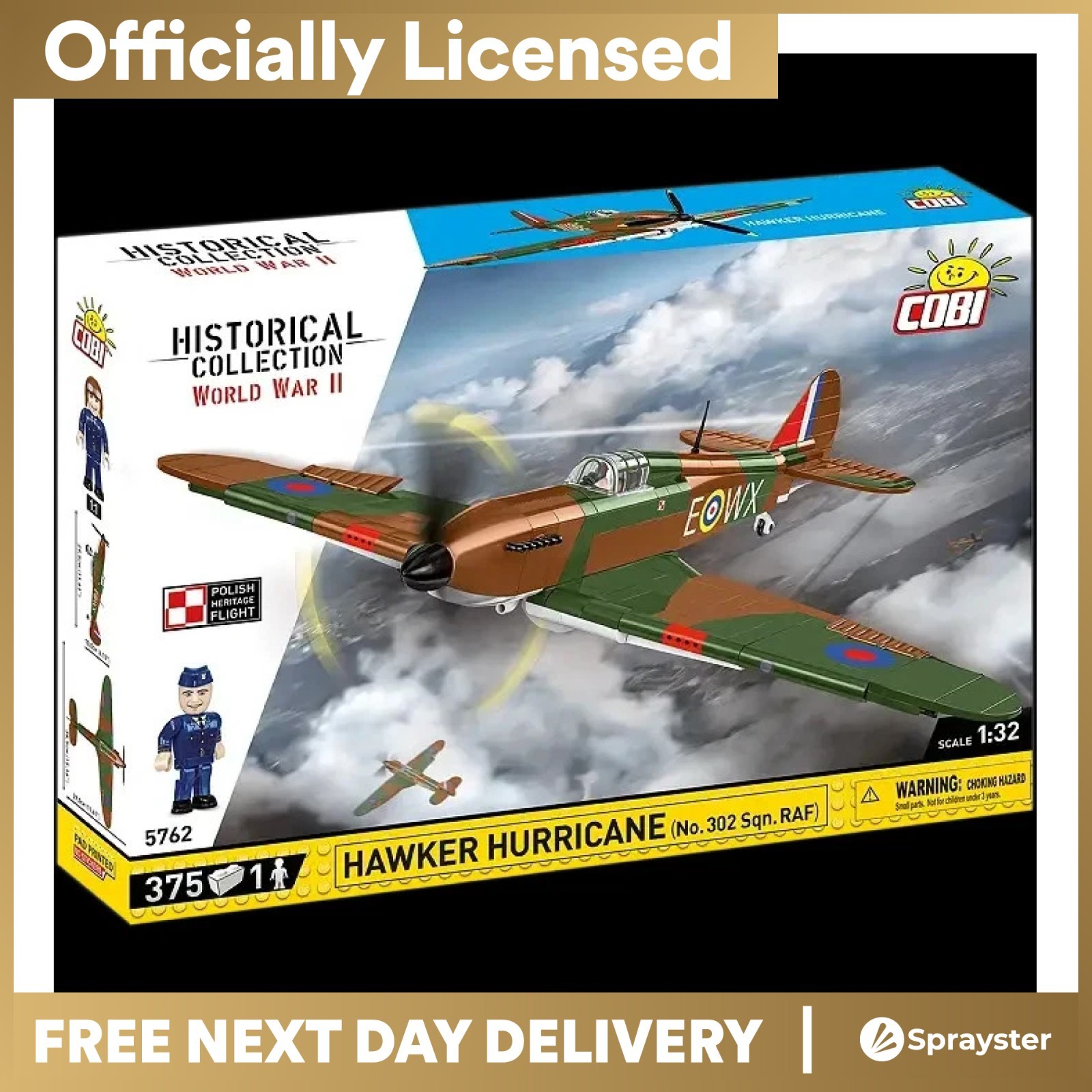 Cobi-5762 HC WWII Hawker Hurricane (No.302) 373 KL. Plane 375pcs