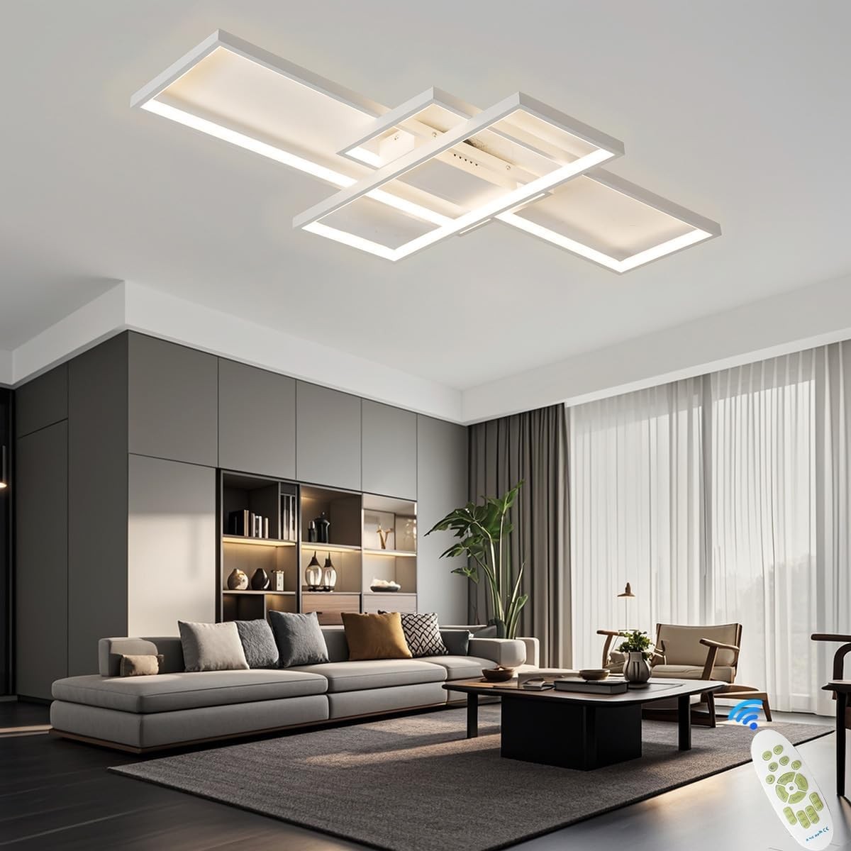 Luminaire salon LED moderne 3000K-6000K idéal pour les soirées en famille