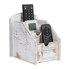 3 Slot Rustic Wooden Remote Control Frame Media Organizer, Office Supply Stor...