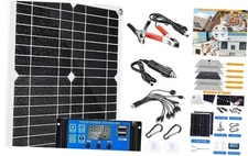200W Solar Panel Kit 12V with 100A Solar Charge Controller and Extension Black