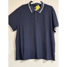 All In Motion Mens Navy Blue Tipped Performance Polo Shirt Golf Top XXL New