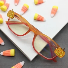 Halloween Jack-O'-Lantern Reading Glasses, Orange Eyeglasses, Holiday Readers