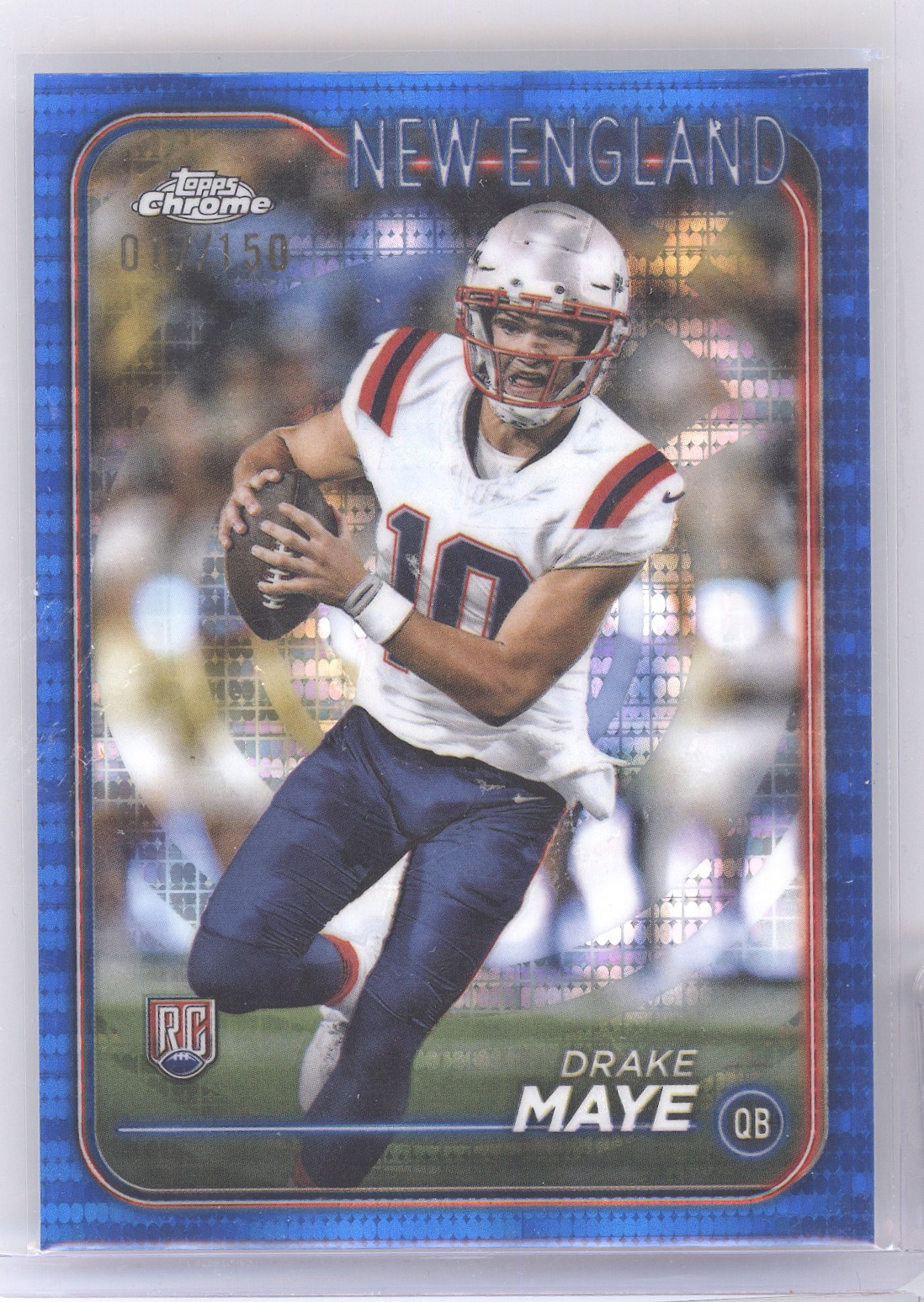 2024 Topps Chrome #203 Drake Maye Blue Sonar Refractor #/150