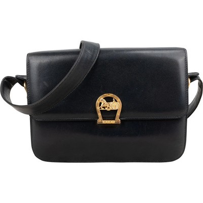 Celine Navy Boxcalf Leather Horse Carriage Triomphe Shoulder Bag Tasche
