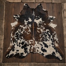 Tricolor Cowhide Rug, Hair on Hide, Cow Skin Rug, Cow hide Rug