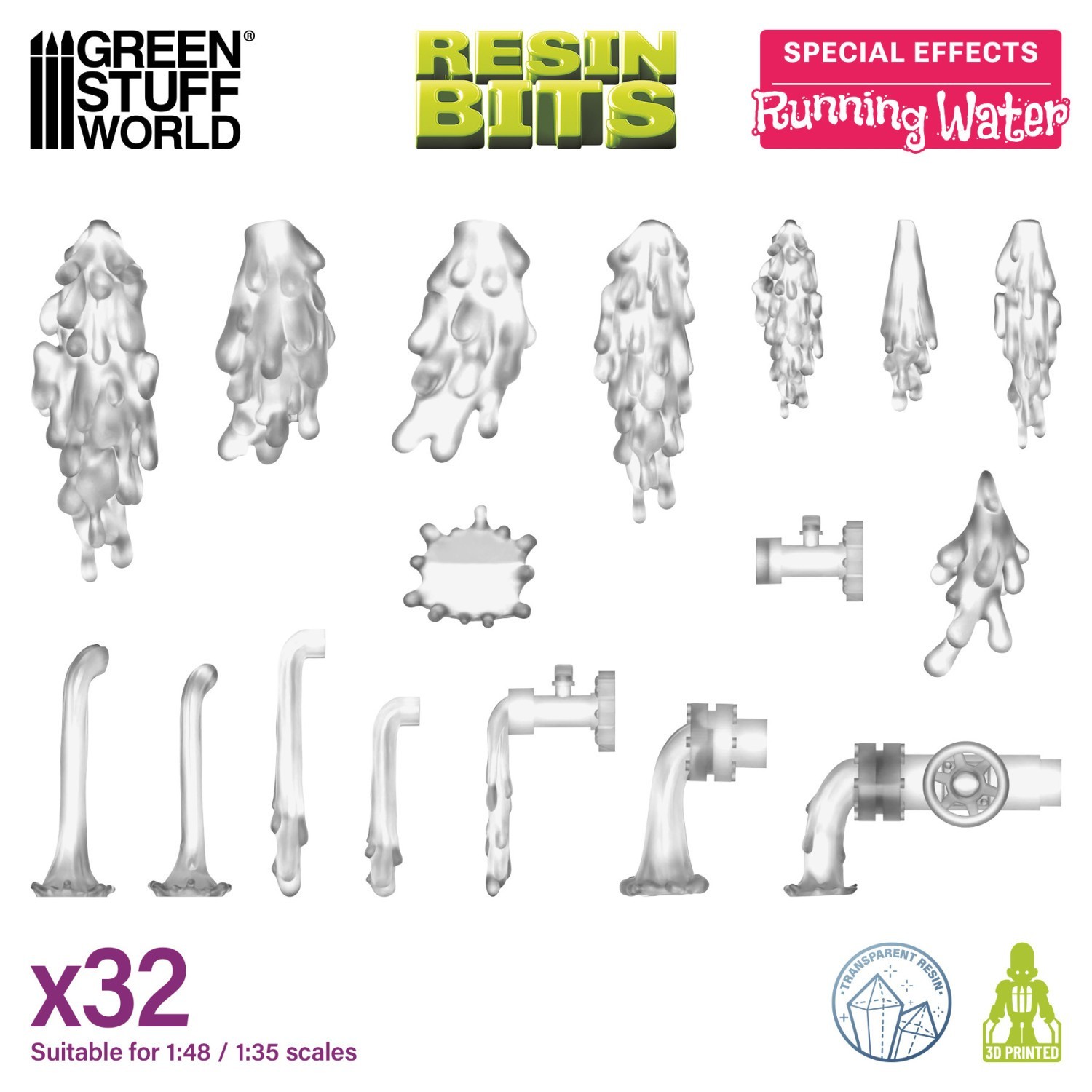 Chorros de agua 1:48-1:35 -bits resina miniatura efectos especiales