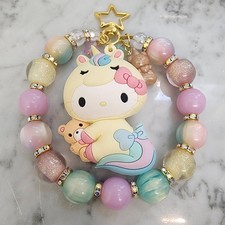 Kawaii Beaded Keychain, Bag or Phone Charm, Purse Charm, Bag Clip - Hello Kitty