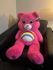 NWT Care Bears Giant Jumbo Rainbow Cheer Bear Pink Plush 36" Basic Fun 2020