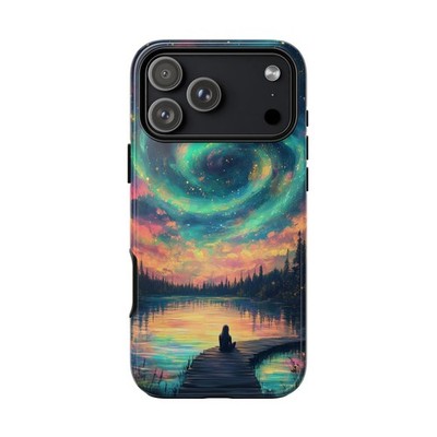 For iPhone/Galaxy/Pixel | Phone Ink Case - Aurora Girl Starlit Lake